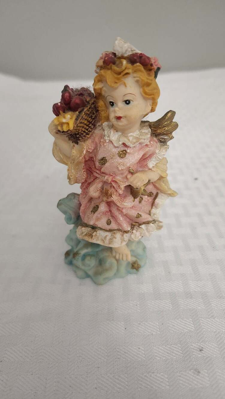 Vintage House of Lloyd Cherub Angel Figurine with Basket of Berries